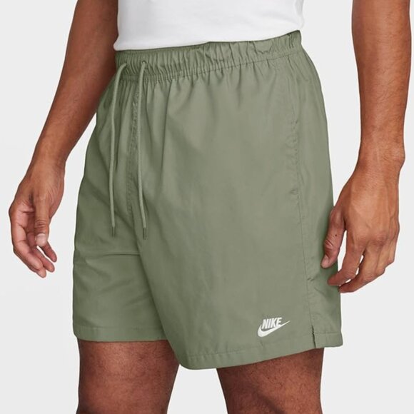 Nike Club Men's Woven Flow Shorts Oil Green/White - Picture 3 of 4